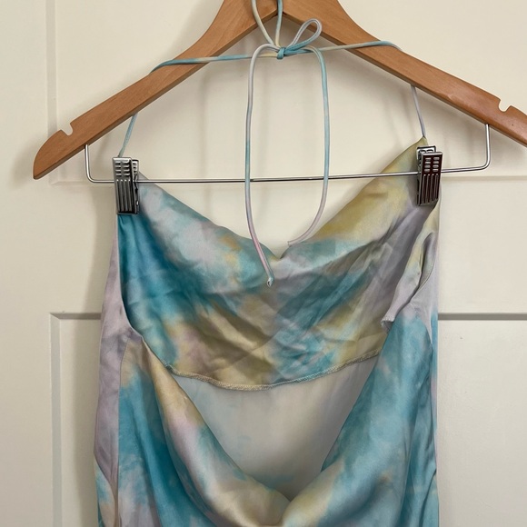ZARA Tie Dye Satin Slip Midi Dress - Picture 9 of 14